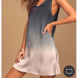 Blue Ombré Satin Shift Dress